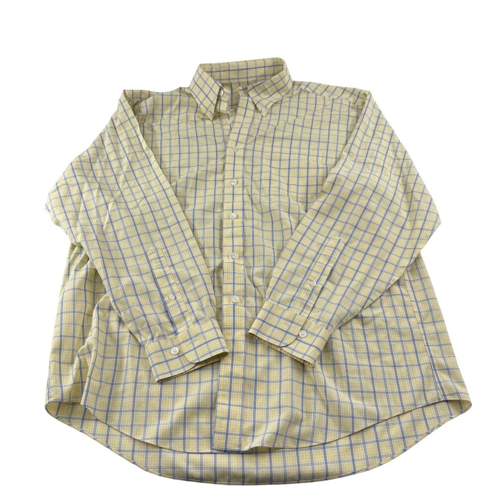 Brooks Brothers Yellow & Blue Check Long Sleeve Button-Down Shirt‎ Large